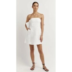 DISSH Aisle Linen Back Bow Mini Strapless Dress (MSRP: $199) Sz 4